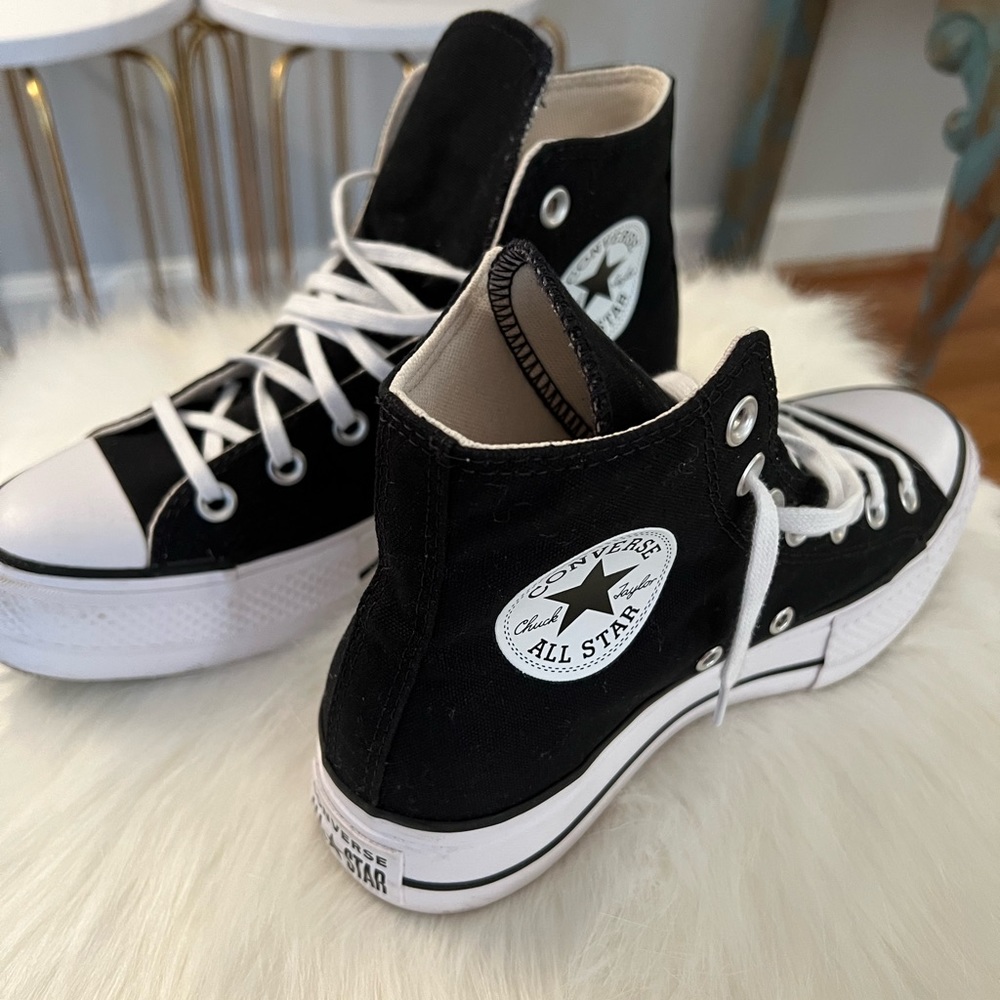 Converse high top platform black/white size 7US.